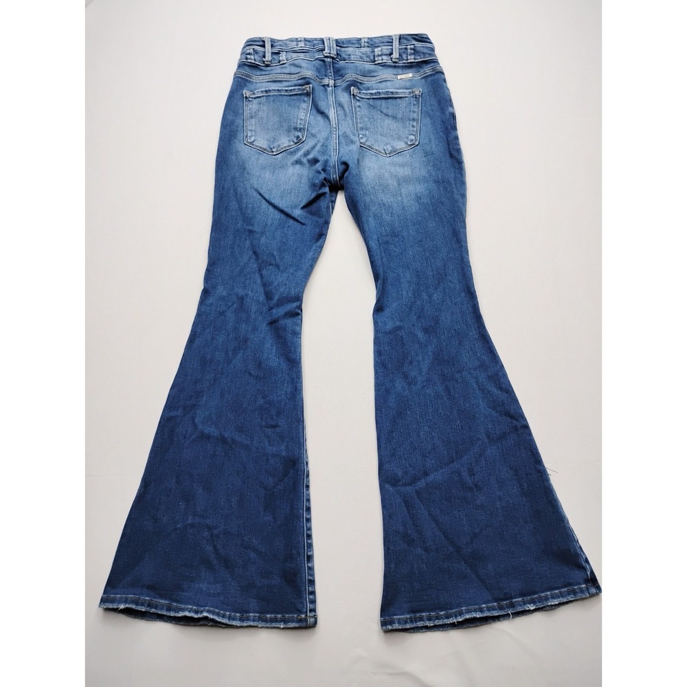 KanCan Chloe High Rise Super Flare Womens Size 15 / 31 Double Button Fly 32x33 - Picture 2 of 11